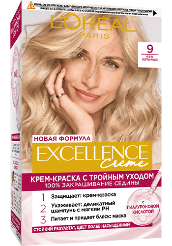 Крем-краска для волос L'OREAL Excellence Creme 9  очень светло-русый