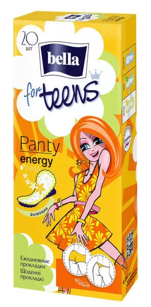 Прокладки гигиенические экстратонкие Bella Panty Energy «For Teens» (ежедневные), 20 штук