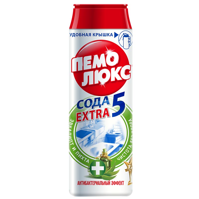 Чистящее средство универсальное ПЕМОЛЮКС Сода 5 экстра эвкалипт и пихта 480г