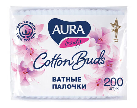 Ватные палочки AURA пакет 200шт