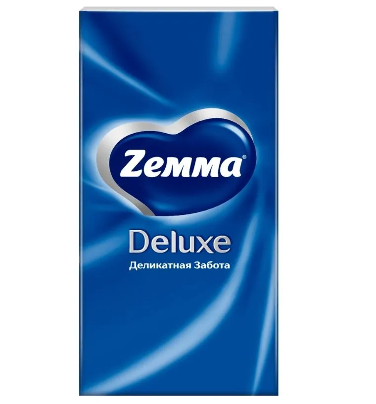Платки носовые бумажные ZEMMA Deluxe трехслойные