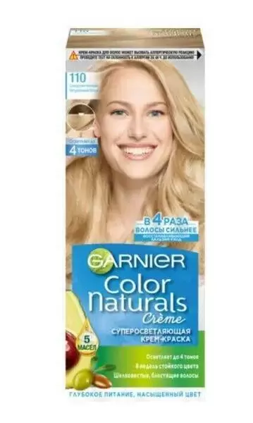 Стойкая питательная крем-краска для волос Garnier «Color Naturals», оттенок №110, суперосветляющий натуральный блонд, 110 мл