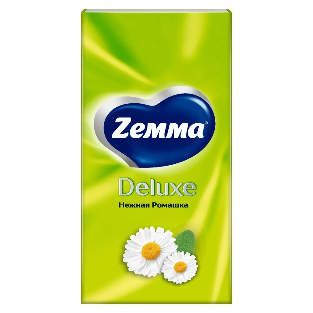 Платки носовые бумажные ZEMMA Deluxe Ромашка трехслойные