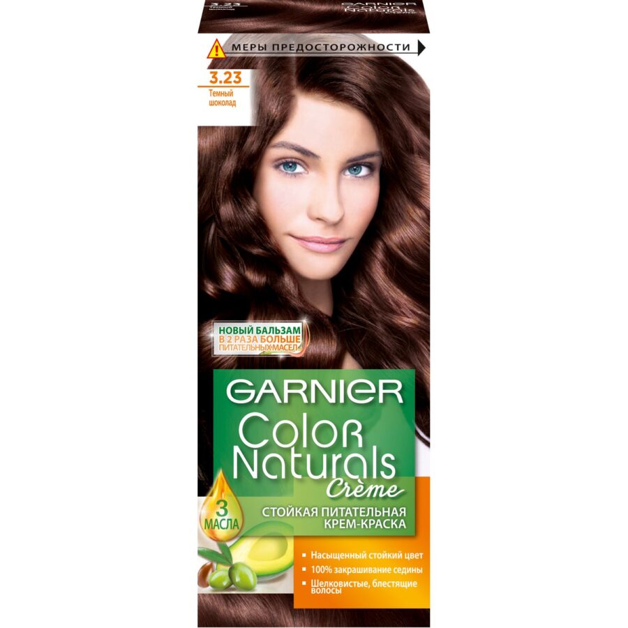 Стойкая питательная крем-краска для волос Garnier «Color Naturals», оттенок 3.23, Темный шоколад