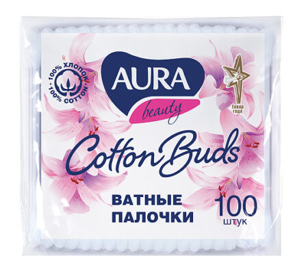 Ватные палочки AURA пакет 100шт