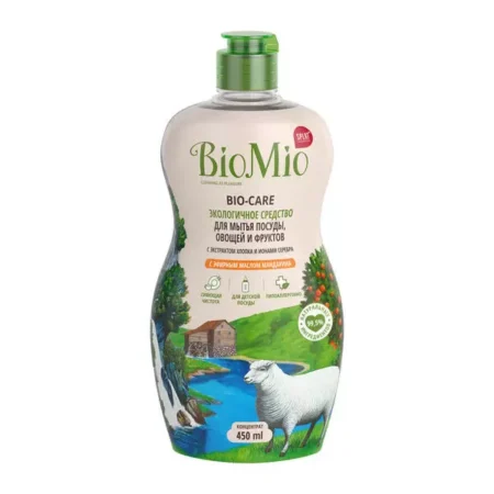 Антибактериальное гипоаллергенное экологичное средство BioMio «Bio-Care», для мытья посуды, овощей и фруктов, концентрат, мандарин, 450 мл