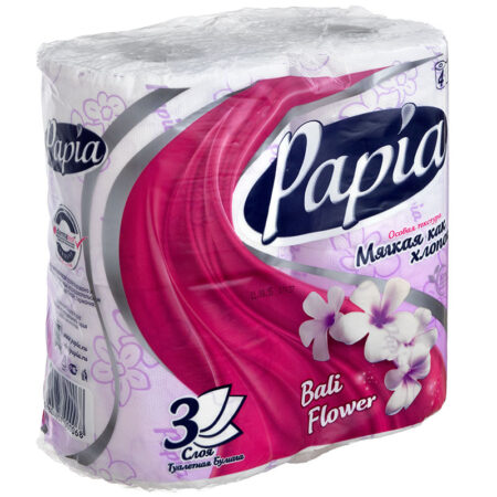 Туалетная бумага Papia трехслойная без запаха, 4 шт