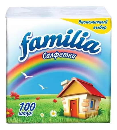 Салфетки бумажные Familia 24*23 см белые 100 штук