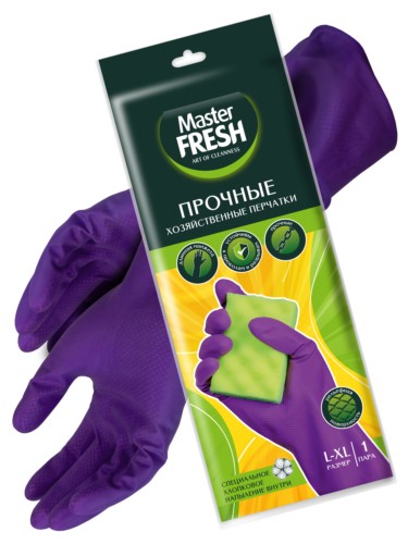 Перчатки хозяйственные MASTER FRESH Прочные L/XL 1пара