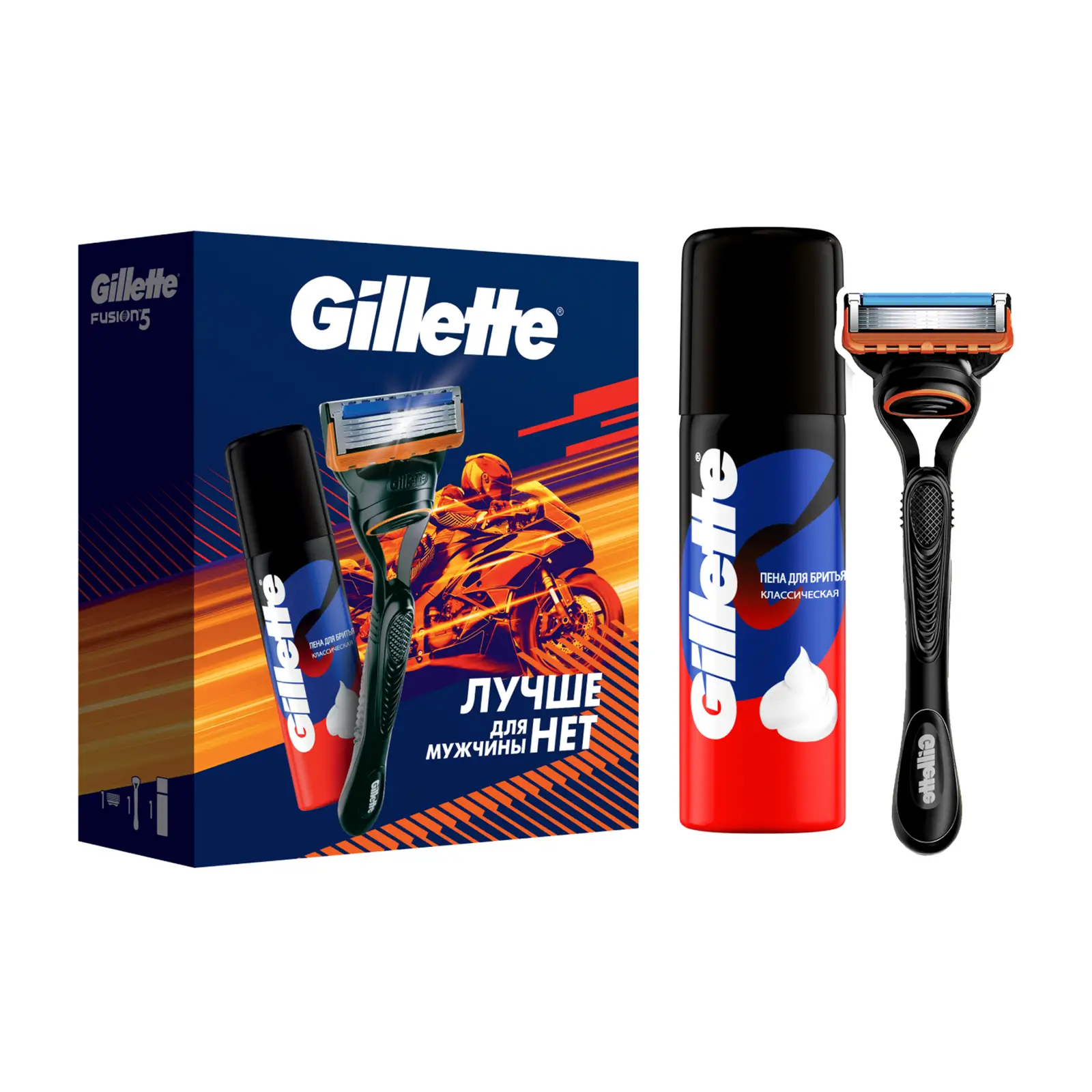 Подарочный набор GILETTE Fusion Cтанок для бритья+пена для бритья 50мл
