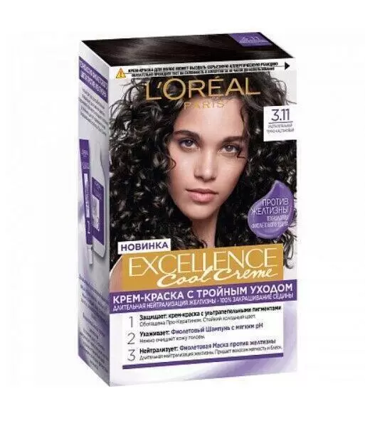 Краска для волос L'Oreal Paris «Excellence Cool Creme», оттенок 3.11, тёмный каштан, 190 мл