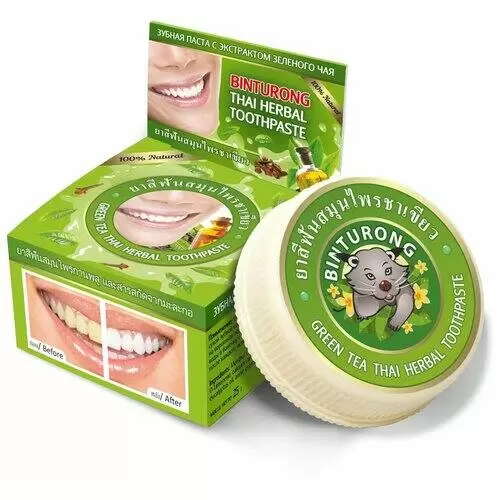 Зубная паста с зеленым чаем Binturong Green Tea Thai Herbal Toothpaste 33g