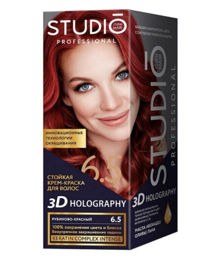 Крем-краска для волос STUDIO Professional 3D Holography, тон №6.5 Рубиново-красный