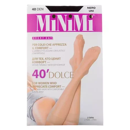 Гольфы женские капроновые MiNiMi Dolce 40 den, 2 пары, цвет nero