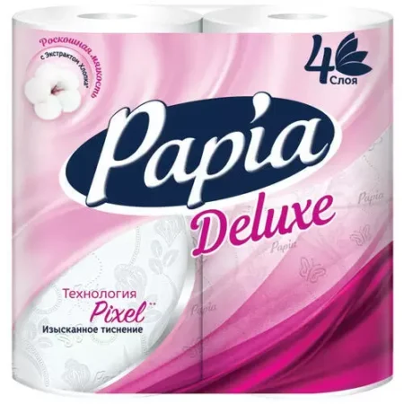 Бумага туалетная Papia «Deluxe», четырехслойная белая (4 рулона в упаковке)