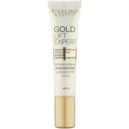 Крем для контура глаз Eveline «Gold lift expert», против морщин, эксклюзивный, золотой, 15 мл