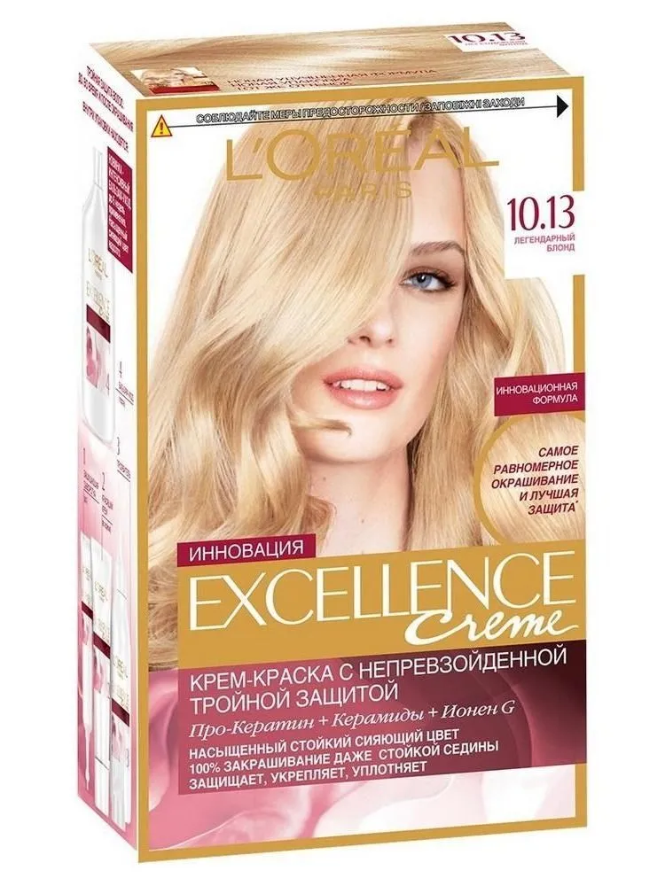 Крем-краска для волос L'OREAL Excellence Creme 10.13 легендарный блонд