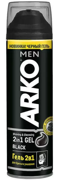 Arko Гель Men Black 2 в 1 для бритья и умывания , с активированным углем 200 мл