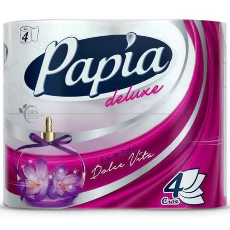 Бумага туалетная Papia Deluxe «Dolce Vita», ароматизированная, белая, с рисунком, четырёхслойная, 4 штук