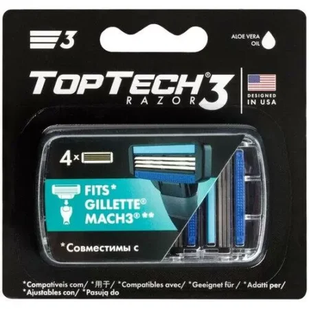 Сменные кассеты для бритья TOPTECH Razor 3 лезвия, 4 шт